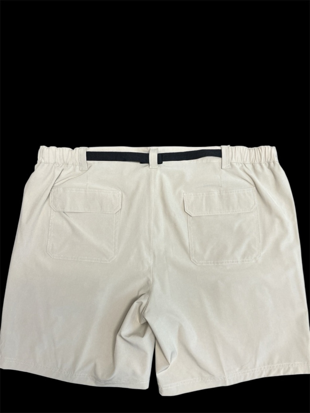 Casual Cargo Shorts Beige with Black Web Belt - Picture 2 of 2